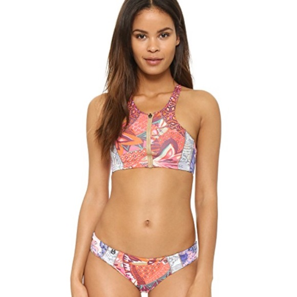 high neck zip up bikini top